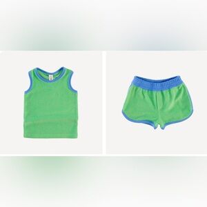 Kate Quinn 2T Organic Cotton Terry Tank Top and Shorts Set Blue & Green
